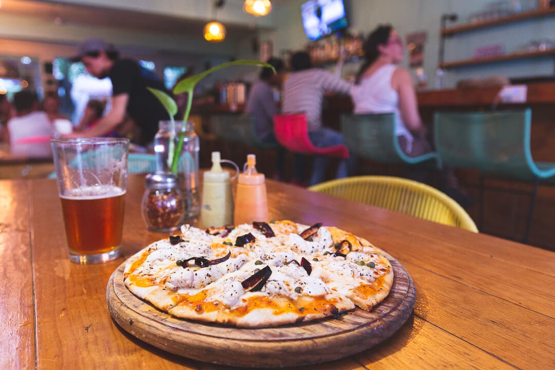 Lionfish pizza from Punta Sur in Cozumel.